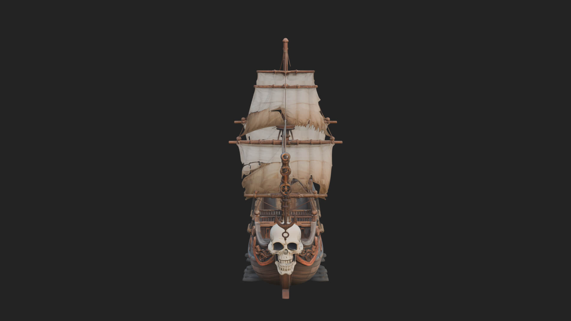Skull Prow Pirate Ship Model Design 3 3D Print Model 3D Model
