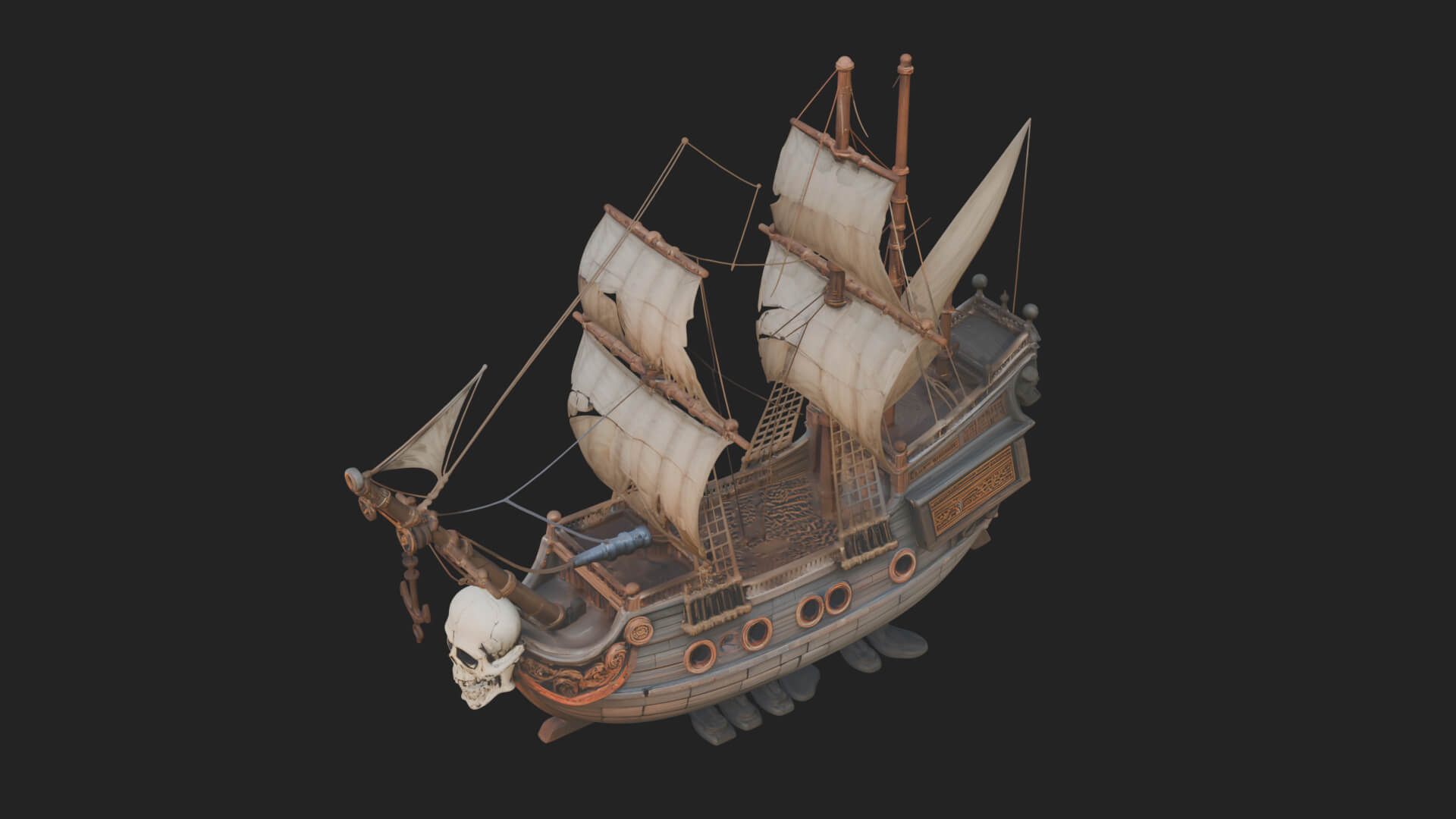 Skull Prow Pirate Ship Model Design 3 3D Print Model 3D Model