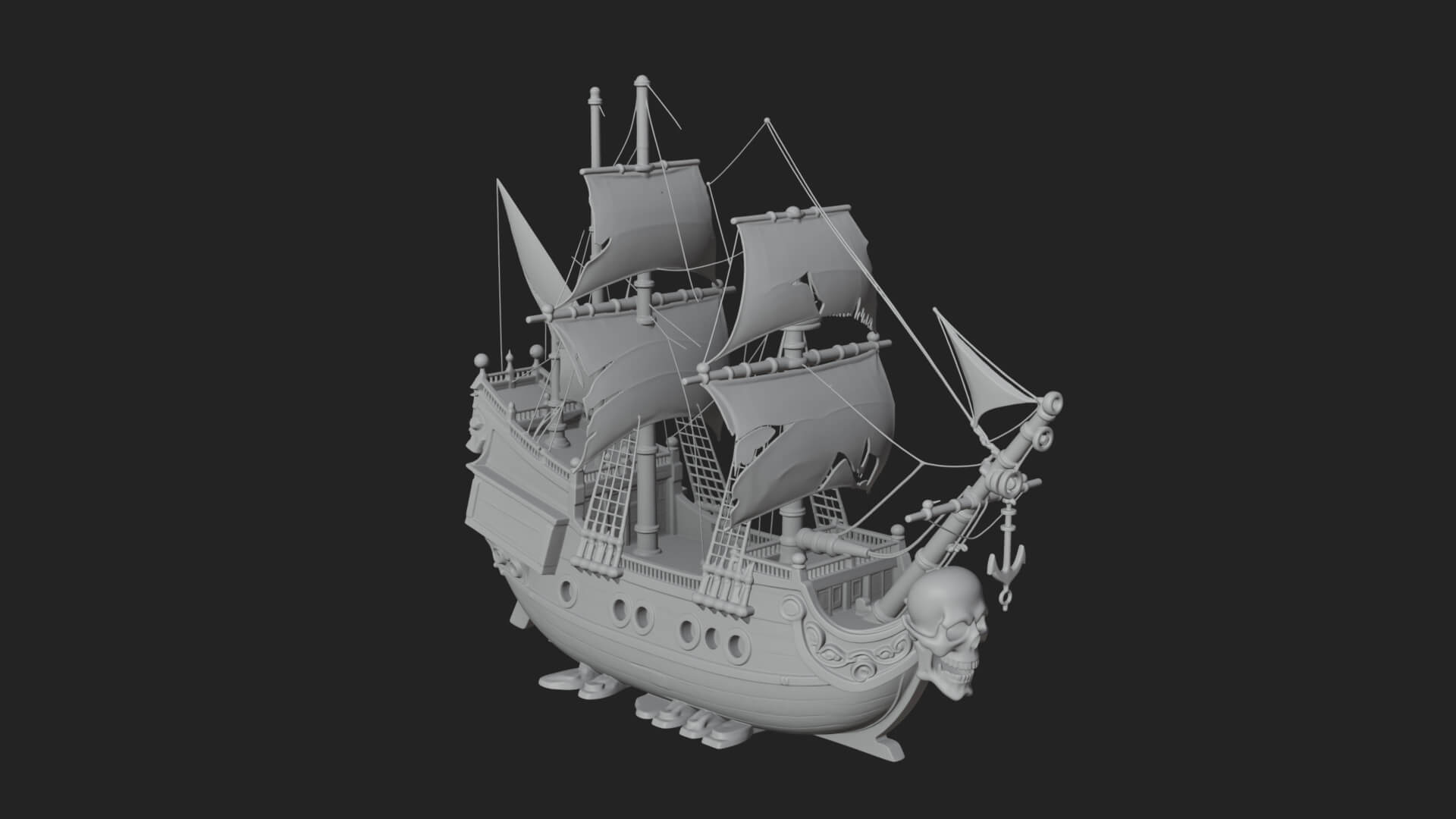 Skull Prow Pirate Ship Model Design 3 3D Print Model 3D Model