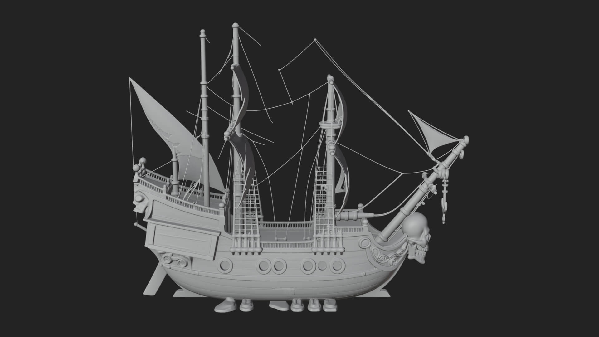 Skull Prow Pirate Ship Model Design 3 3D Print Model 3D Model
