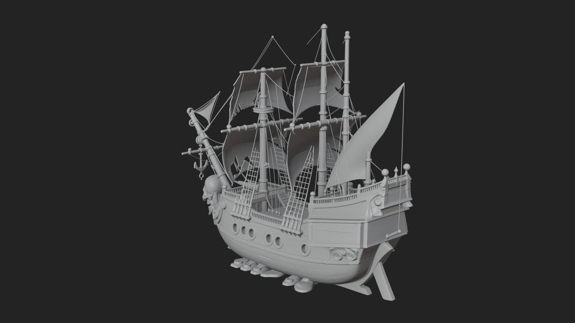 Skull Prow Pirate Ship Model Design 3 3D Print Model 3D Model