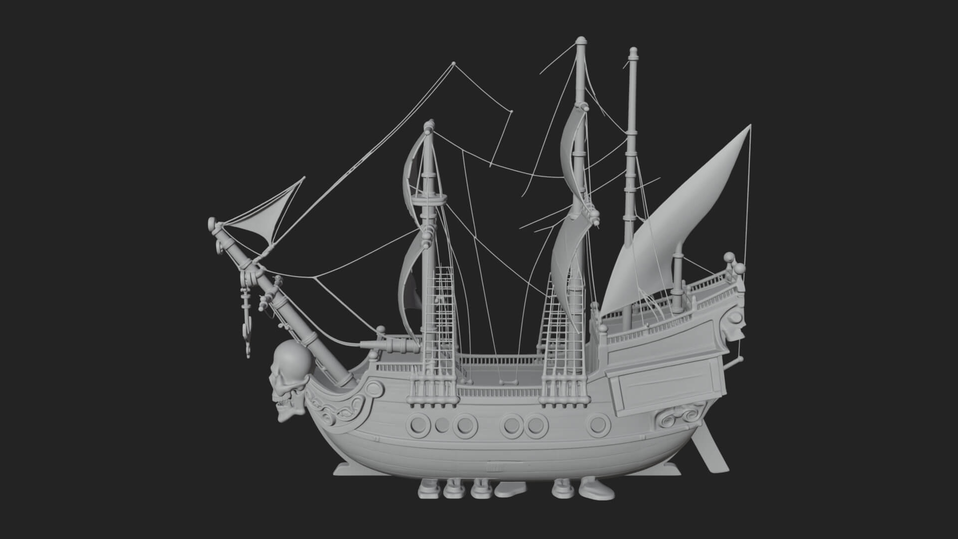 Skull Prow Pirate Ship Model Design 3 3D Print Model 3D Model