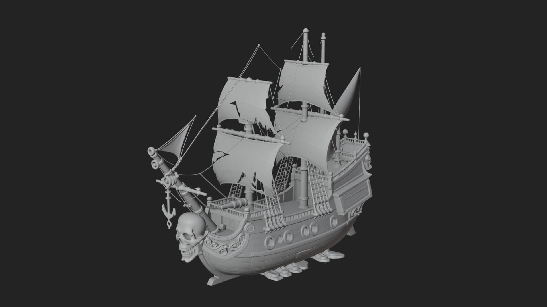Skull Prow Pirate Ship Model Design 3 3D Print Model 3D Model