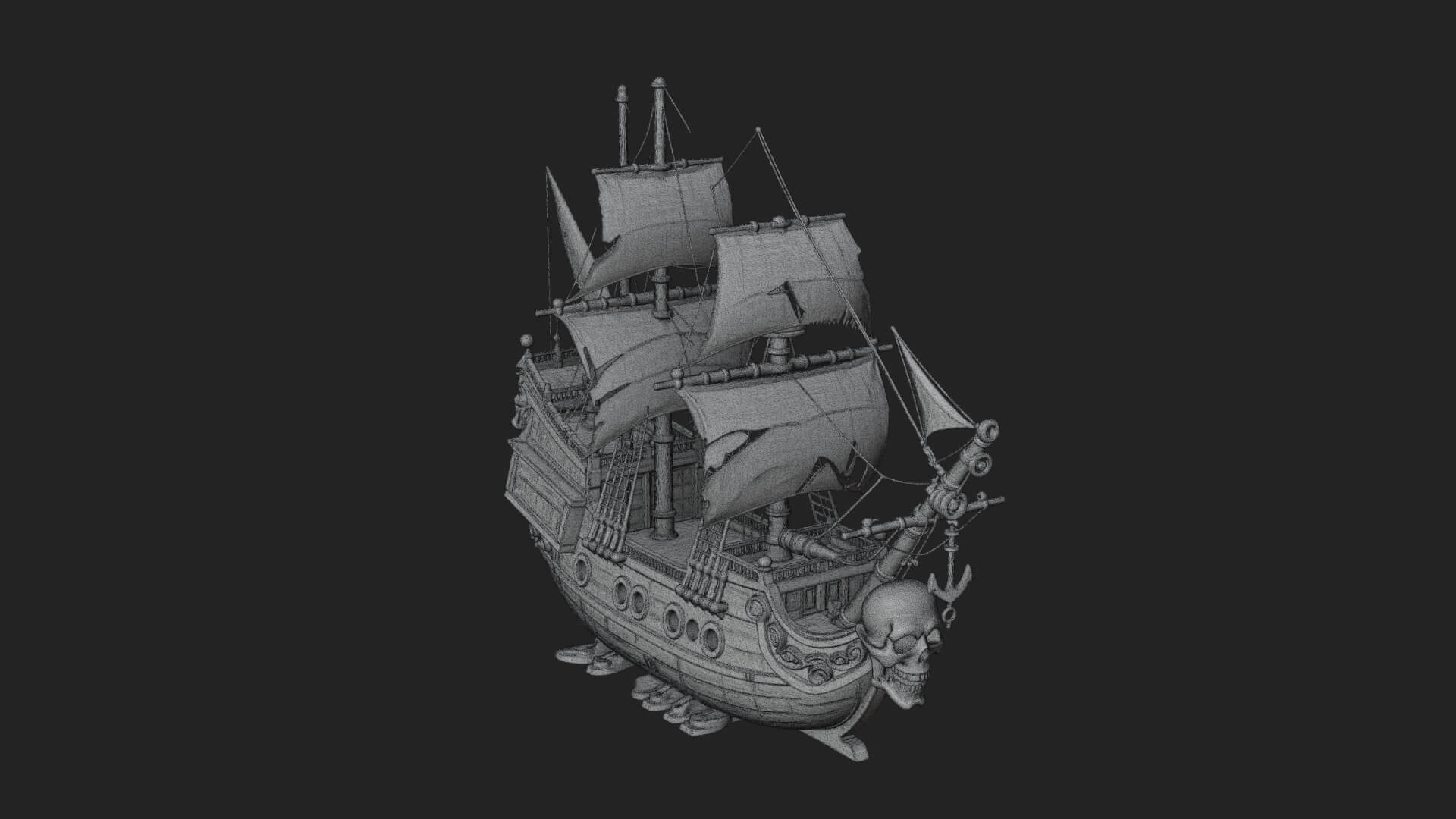 Skull Prow Pirate Ship Model Design 3 3D Print Model 3D Model