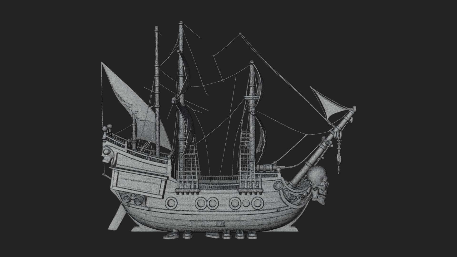 Skull Prow Pirate Ship Model Design 3 3D Print Model 3D Model