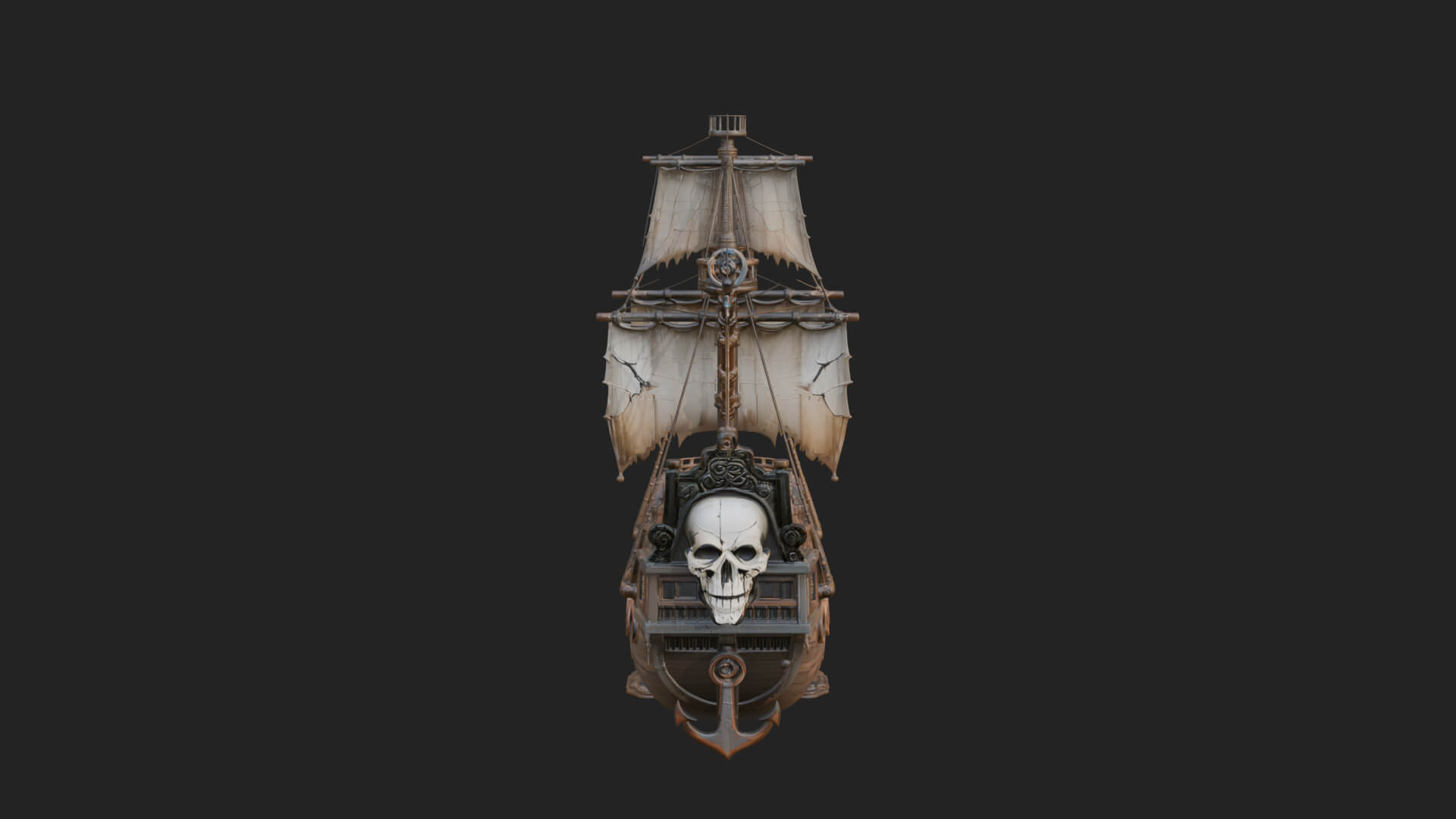 Skull Prow Pirate Ship Model Design 4 3D Print Model 3D Model