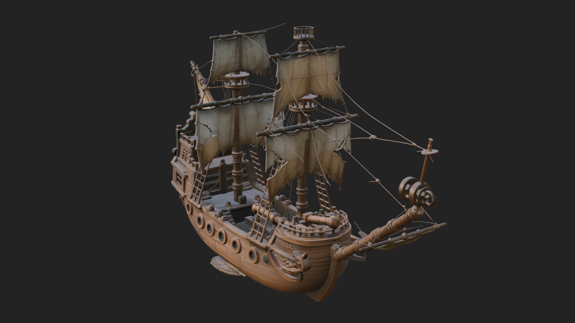 Skull Prow Pirate Ship Model Design 4 3D Print Model 3D Model