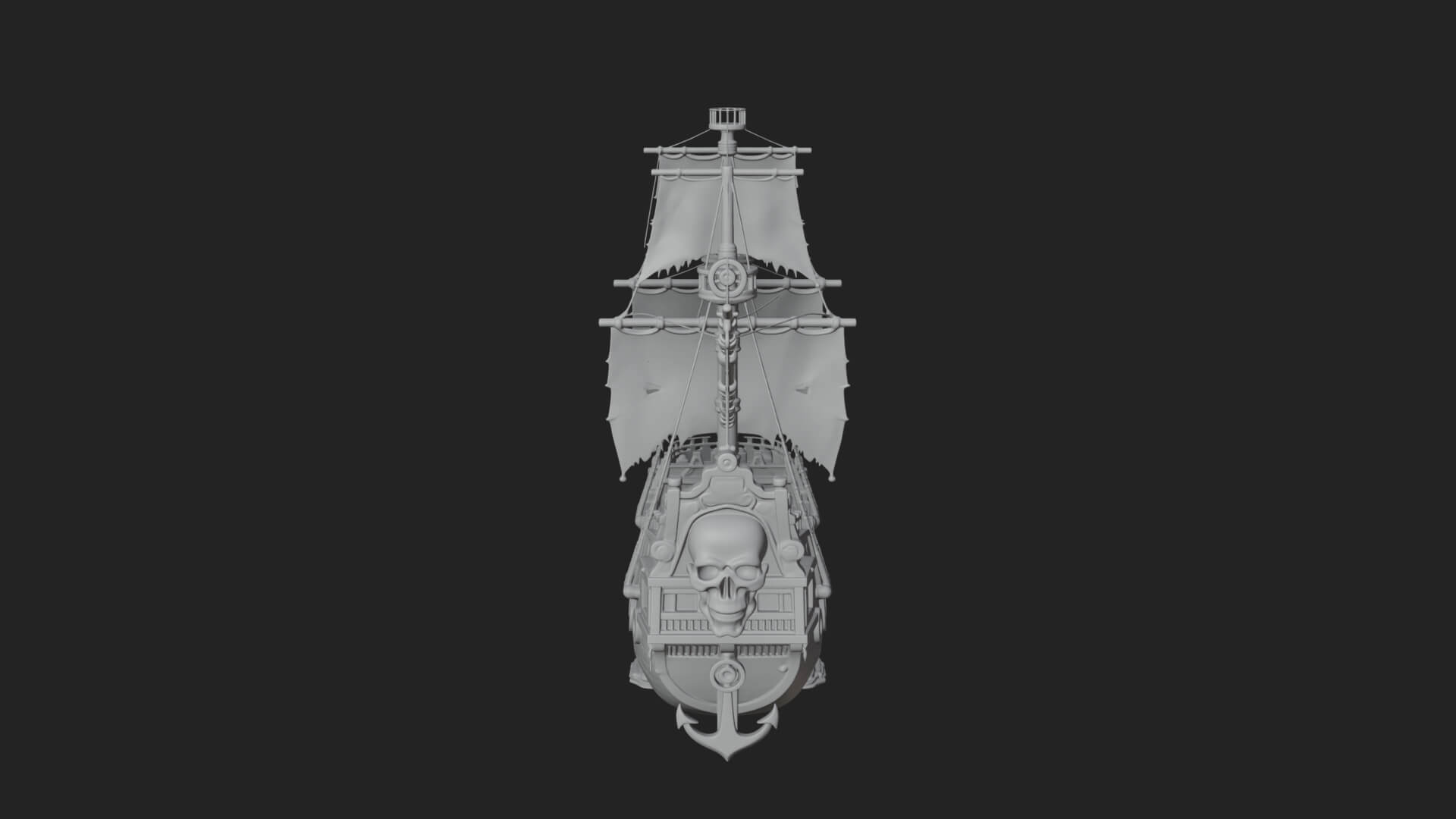 Skull Prow Pirate Ship Model Design 4 3D Print Model 3D Model