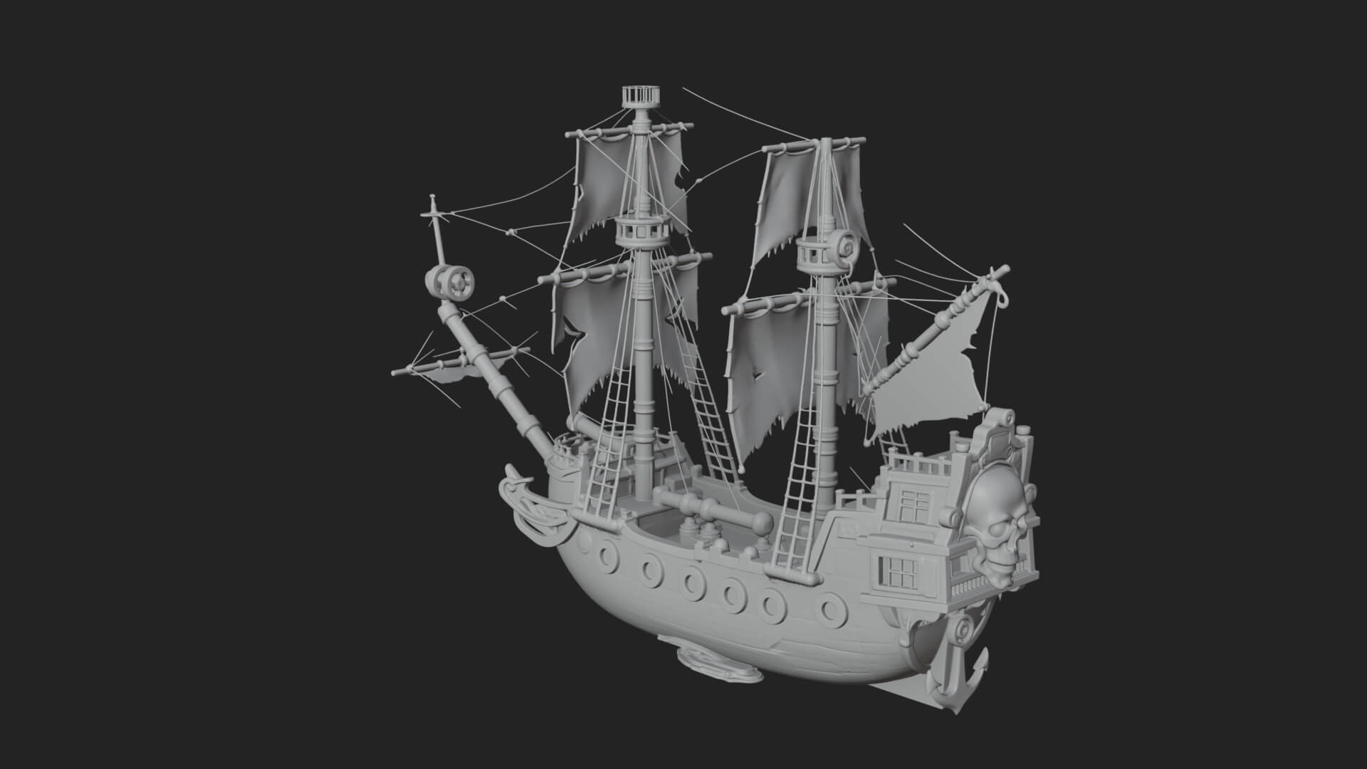 Skull Prow Pirate Ship Model Design 4 3D Print Model 3D Model