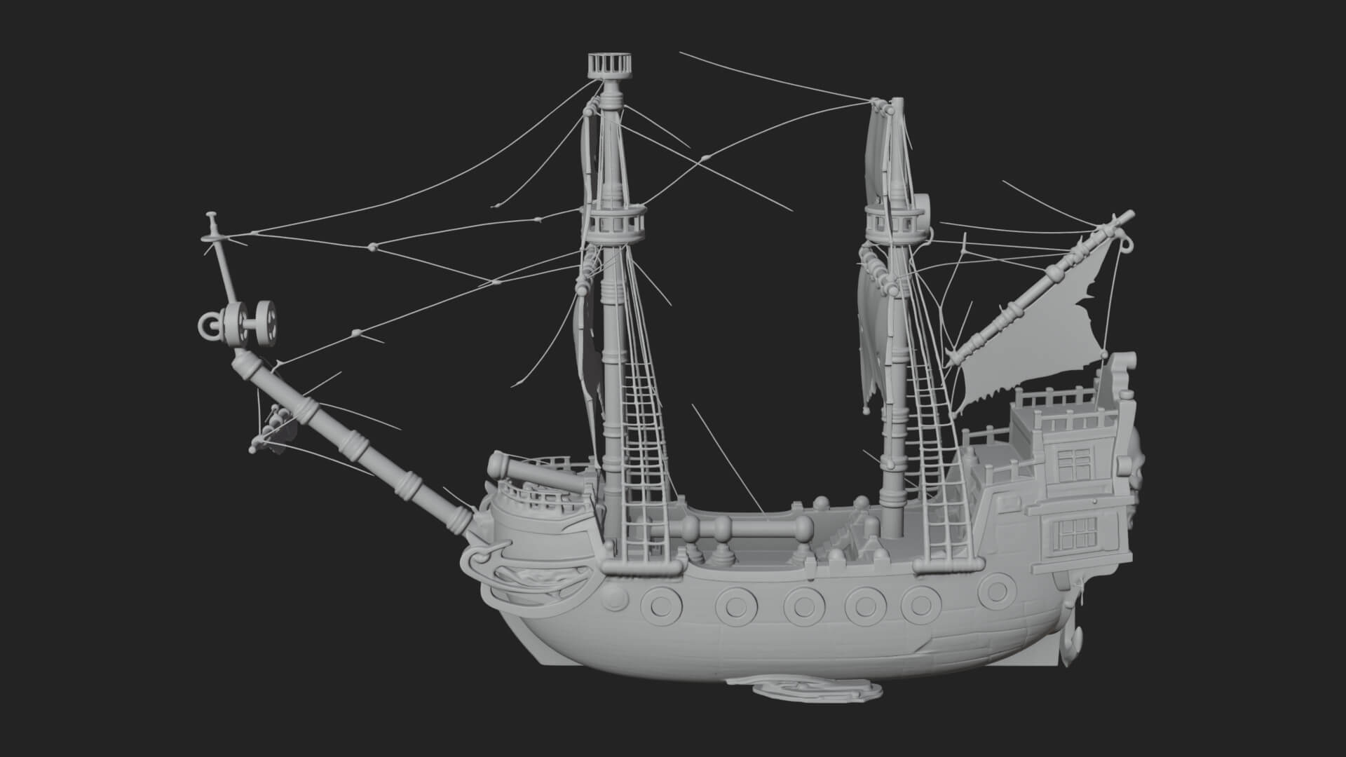 Skull Prow Pirate Ship Model Design 4 3D Print Model 3D Model