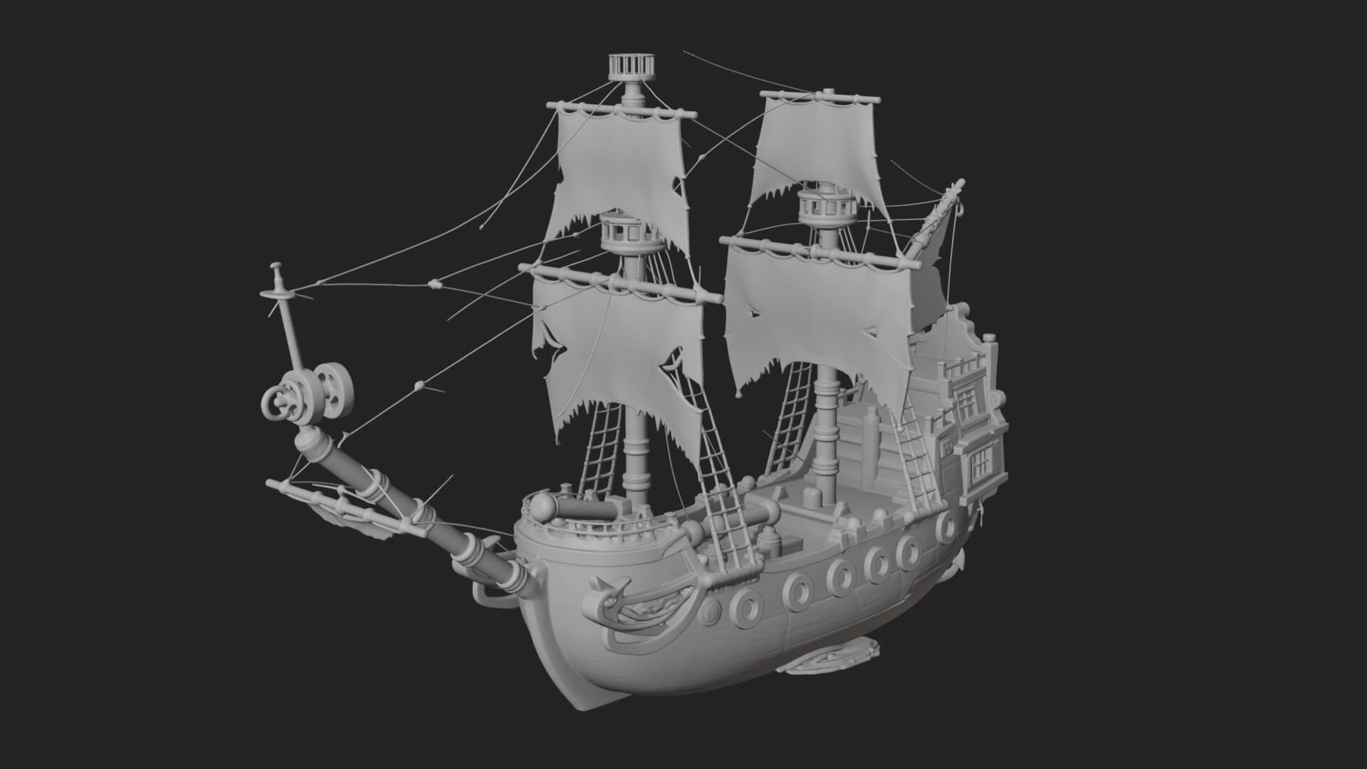 Skull Prow Pirate Ship Model Design 4 3D Print Model 3D Model