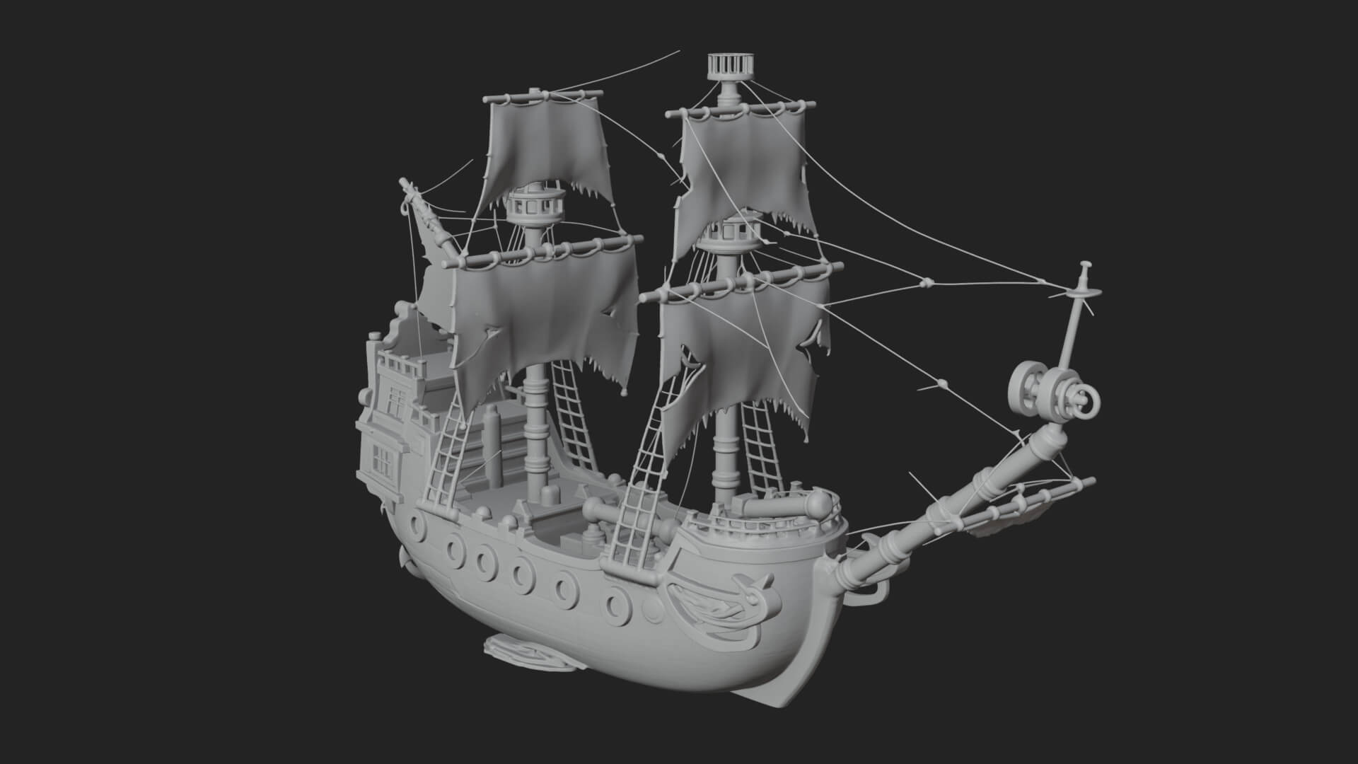 Skull Prow Pirate Ship Model Design 4 3D Print Model 3D Model
