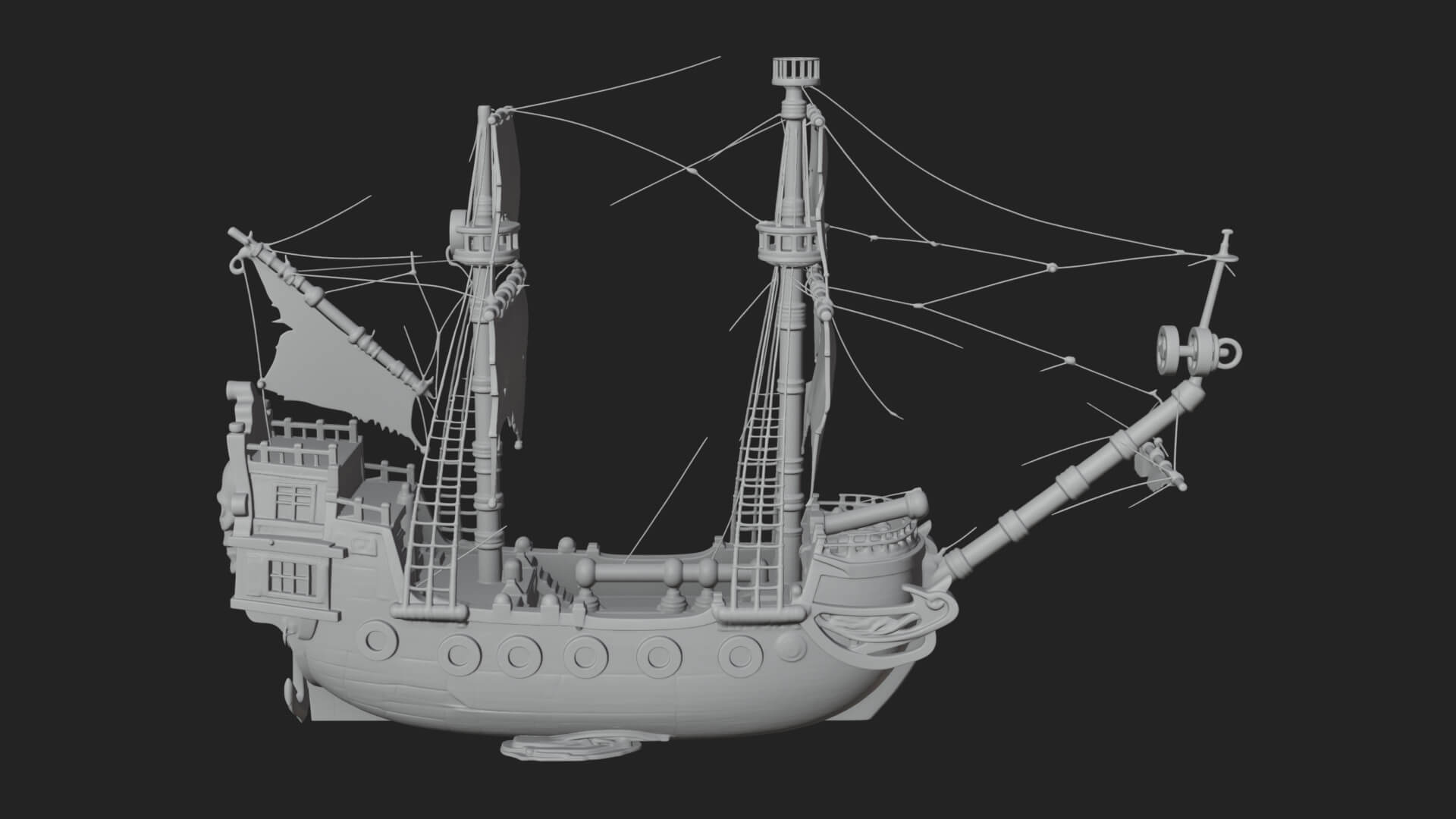 Skull Prow Pirate Ship Model Design 4 3D Print Model 3D Model