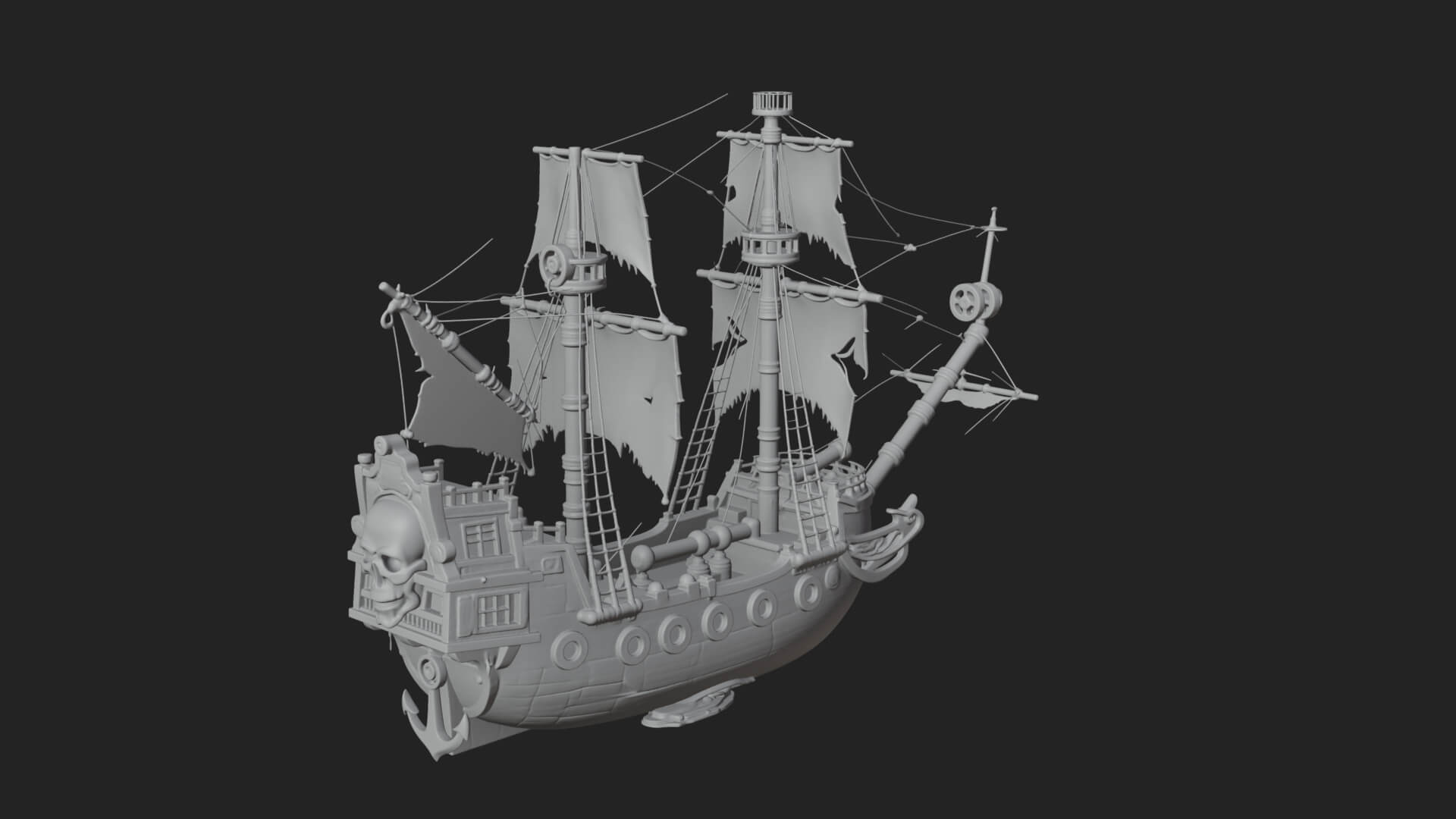 Skull Prow Pirate Ship Model Design 4 3D Print Model 3D Model