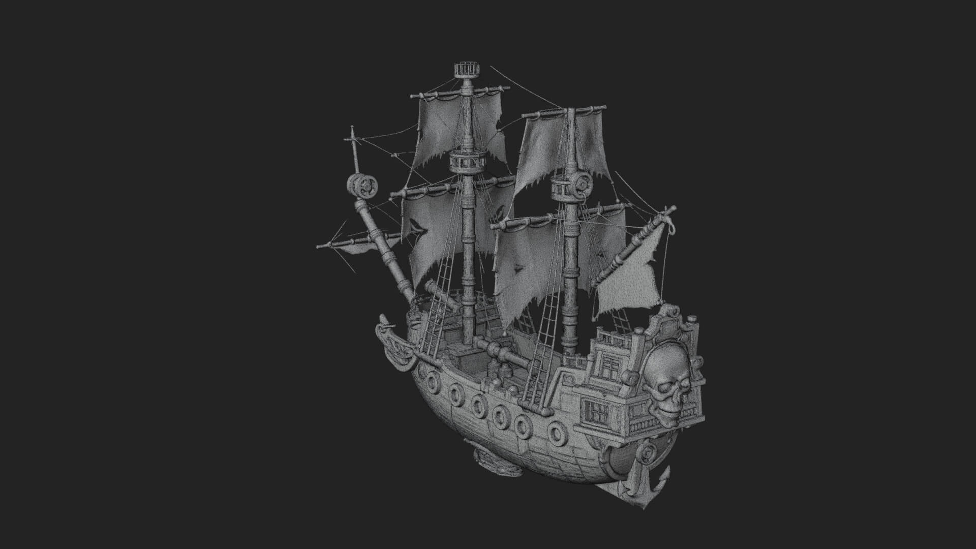 Skull Prow Pirate Ship Model Design 4 3D Print Model 3D Model