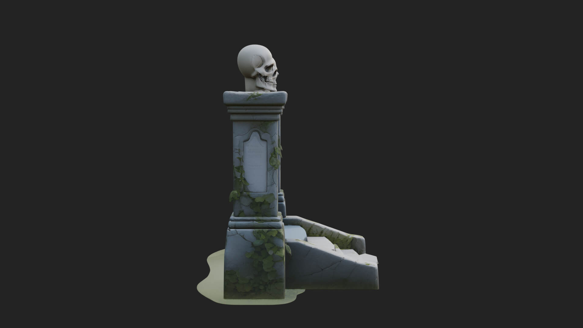 Skull Topped Graveyard Gate Design 1 3D Print Model 3D Model