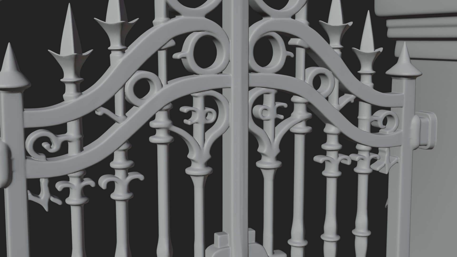 Skull Topped Graveyard Gate Design 1 3D Print Model 3D Model