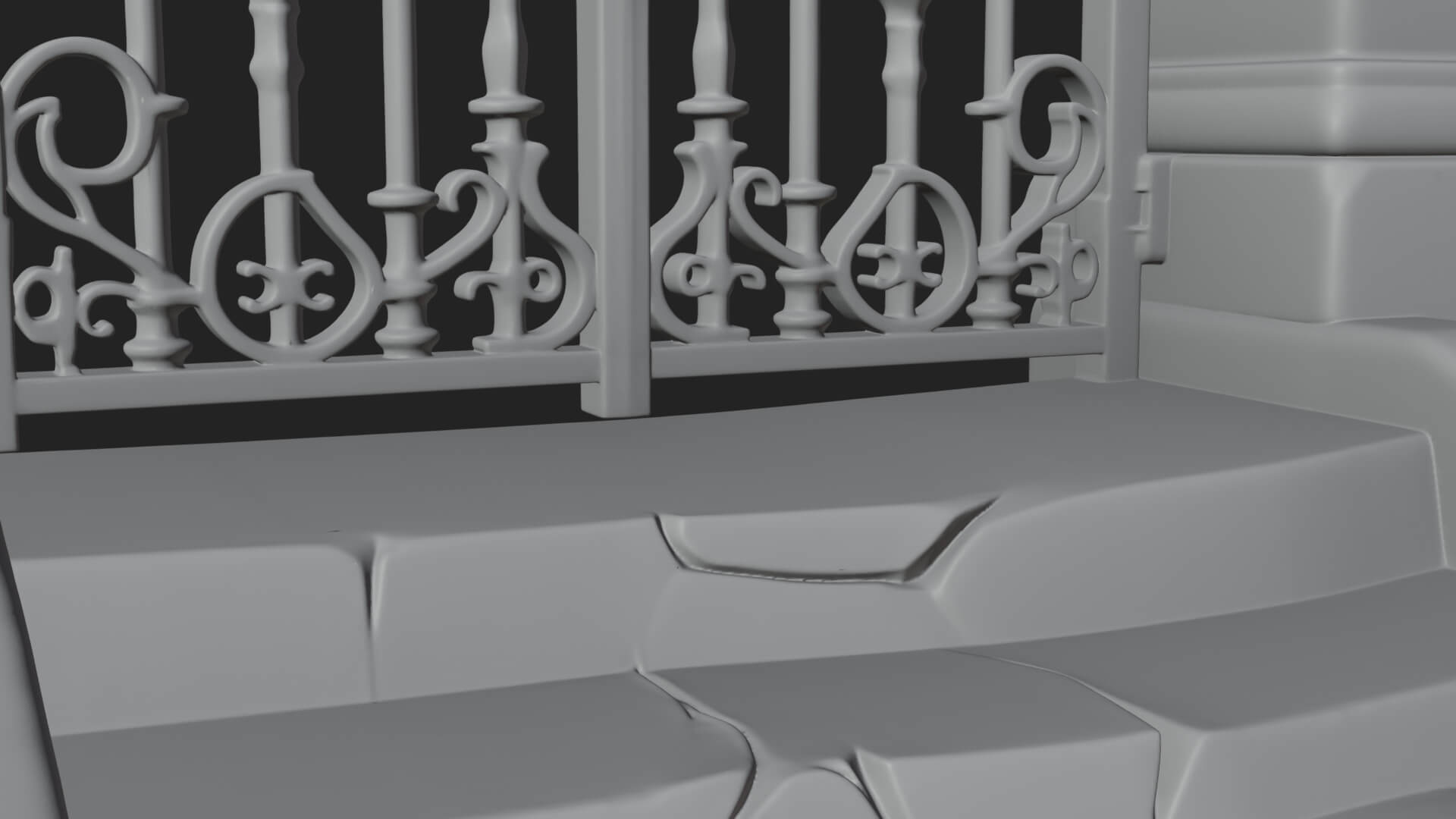 Skull Topped Graveyard Gate Design 1 3D Print Model 3D Model