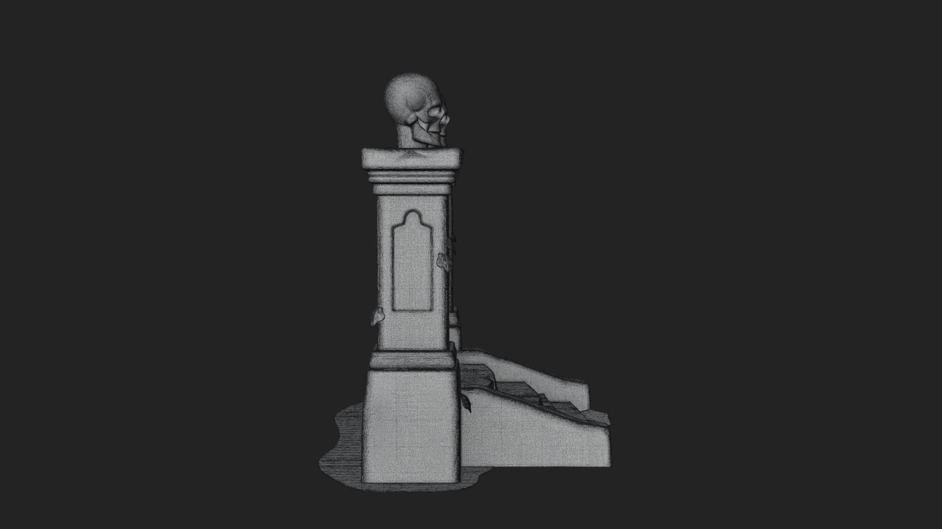 Skull Topped Graveyard Gate Design 1 3D Print Model 3D Model