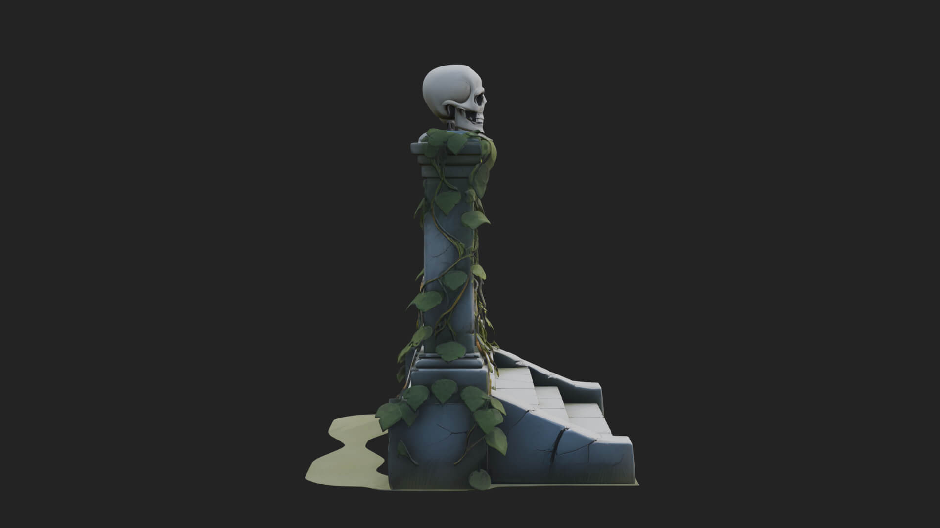 Skull-Topped Graveyard Gate Design 2 3D Print Model 3D Model