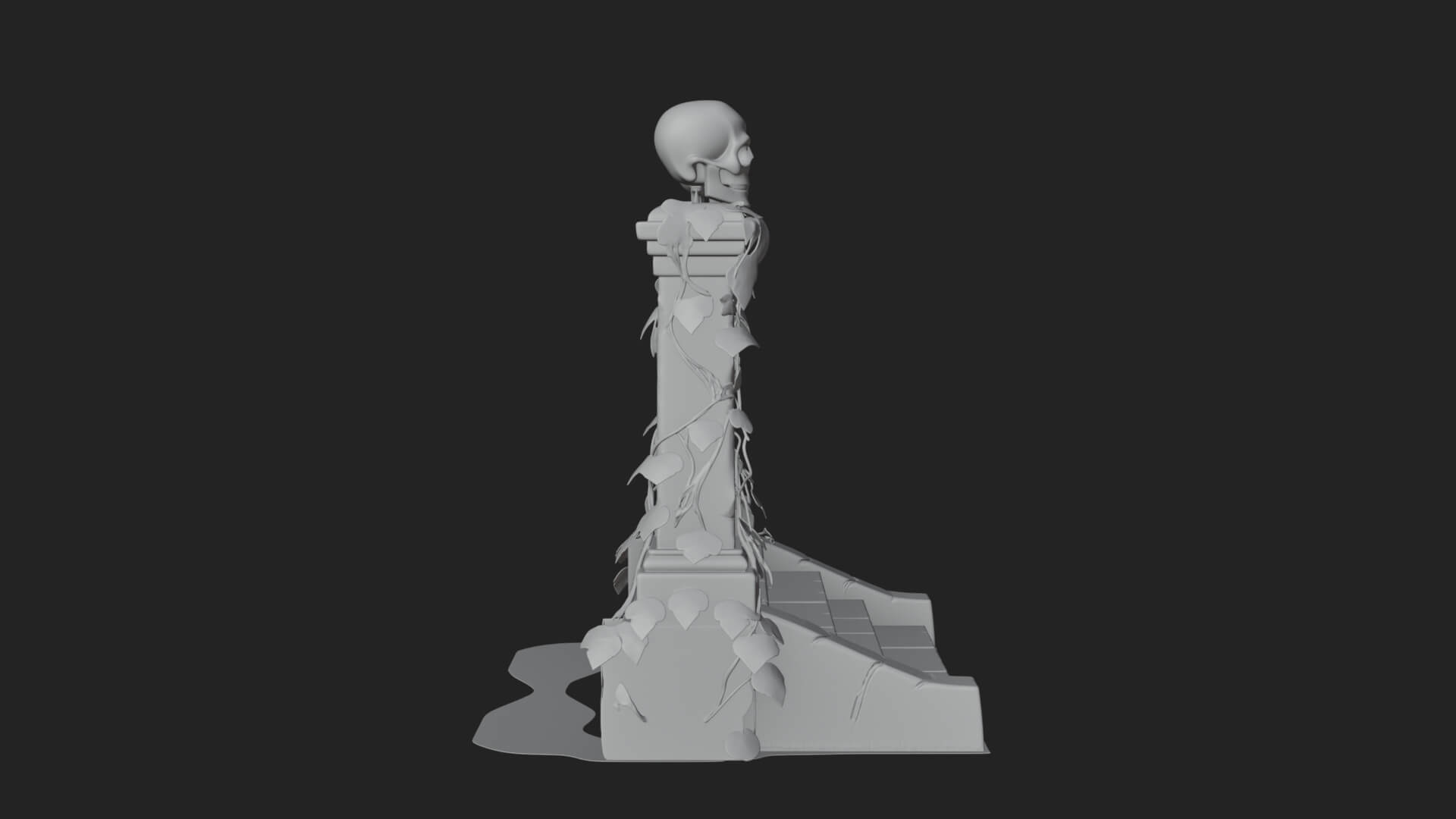 Skull-Topped Graveyard Gate Design 2 3D Print Model 3D Model