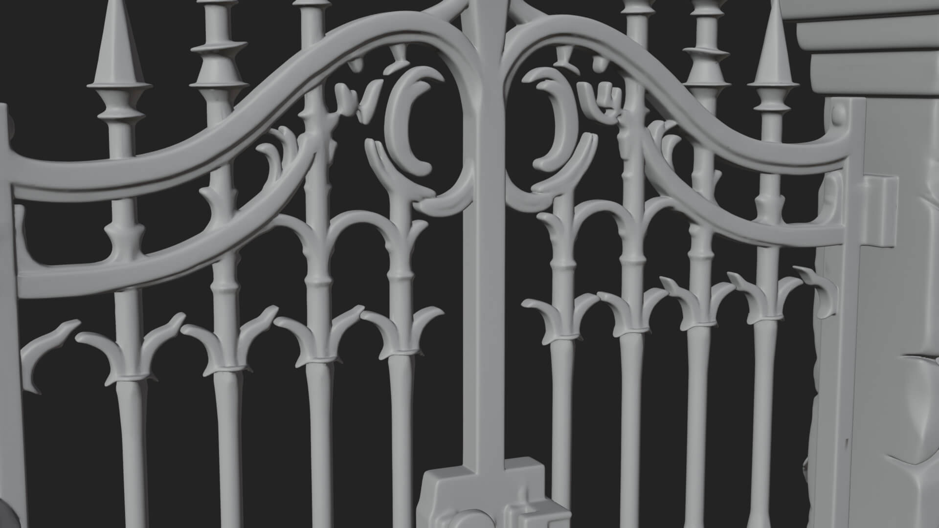 Skull-Topped Graveyard Gate Design 2 3D Print Model 3D Model
