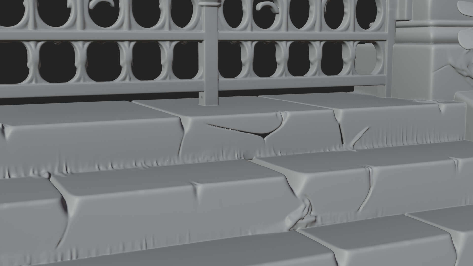 Skull-Topped Graveyard Gate Design 2 3D Print Model 3D Model