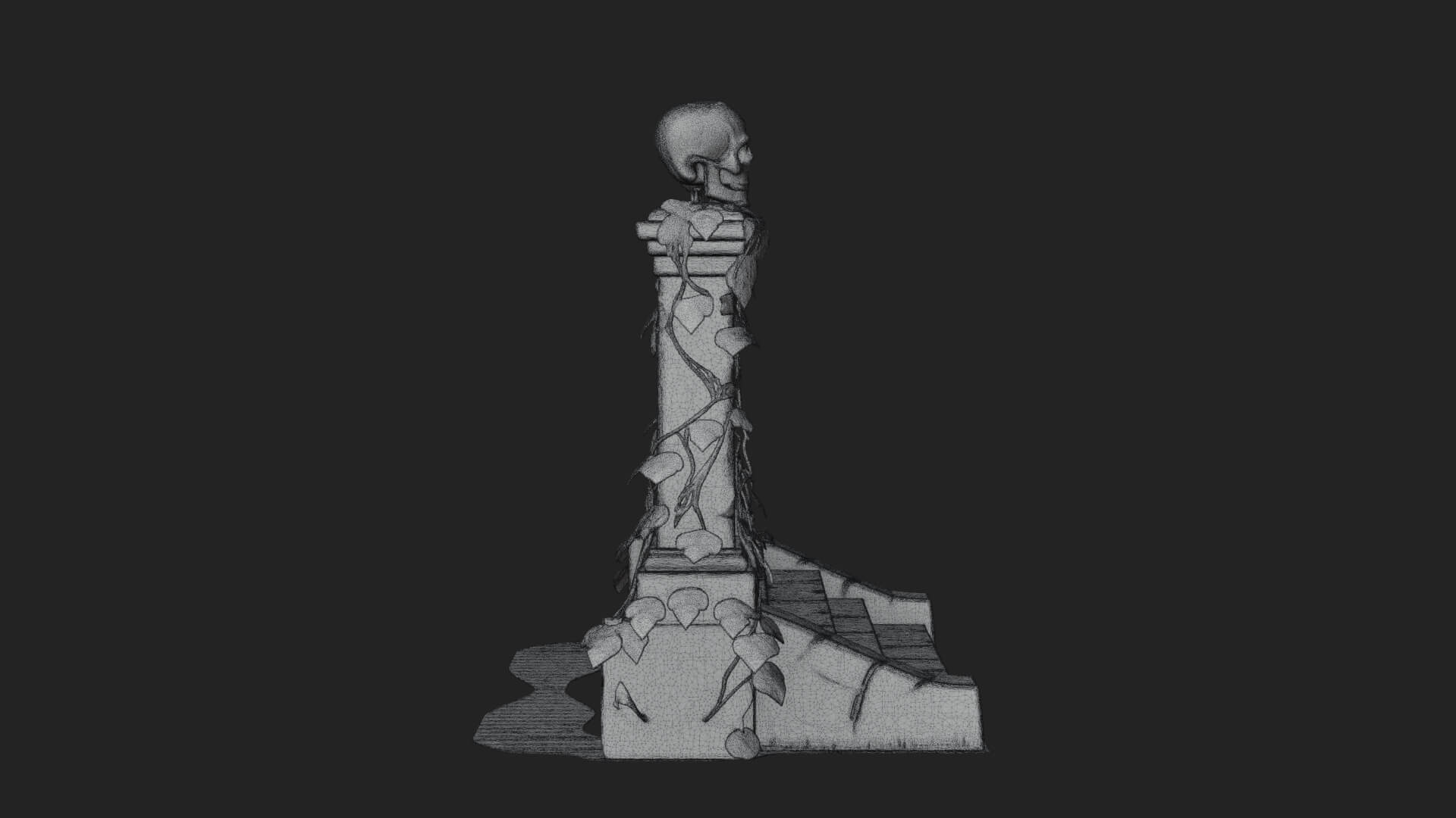 Skull-Topped Graveyard Gate Design 2 3D Print Model 3D Model