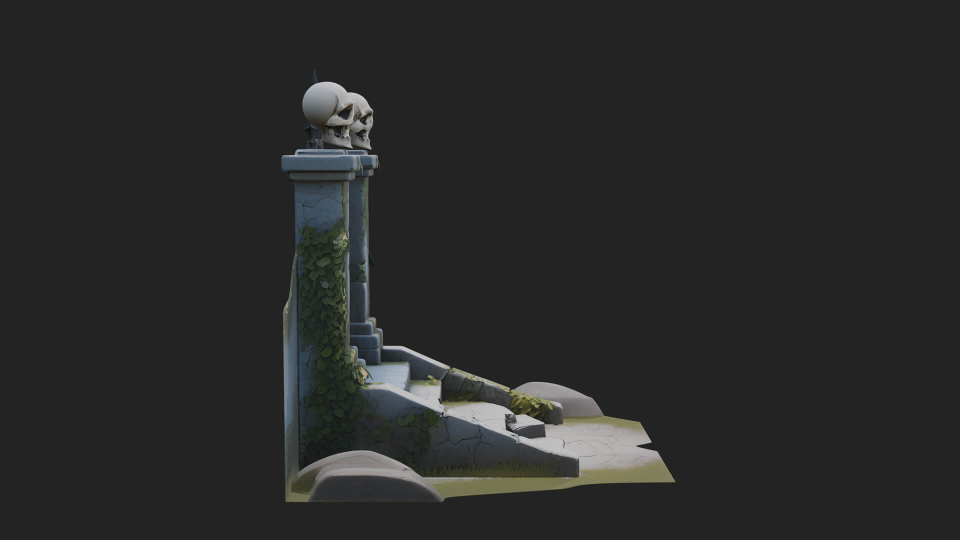 Skull-Topped Graveyard Gate Design 3 3D Print Model 3D Model