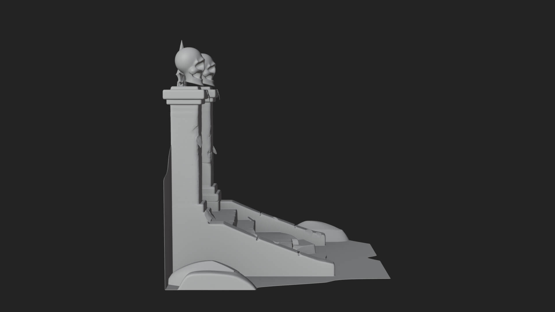 Skull-Topped Graveyard Gate Design 3 3D Print Model 3D Model