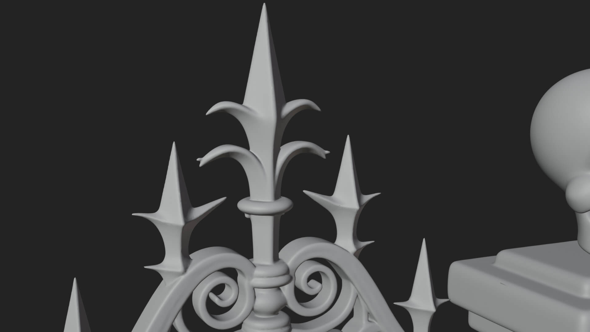 Skull-Topped Graveyard Gate Design 3 3D Print Model 3D Model