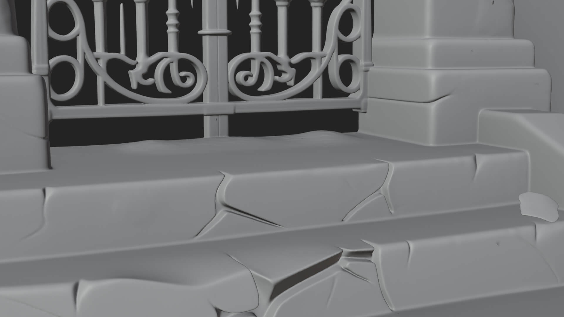Skull-Topped Graveyard Gate Design 3 3D Print Model 3D Model