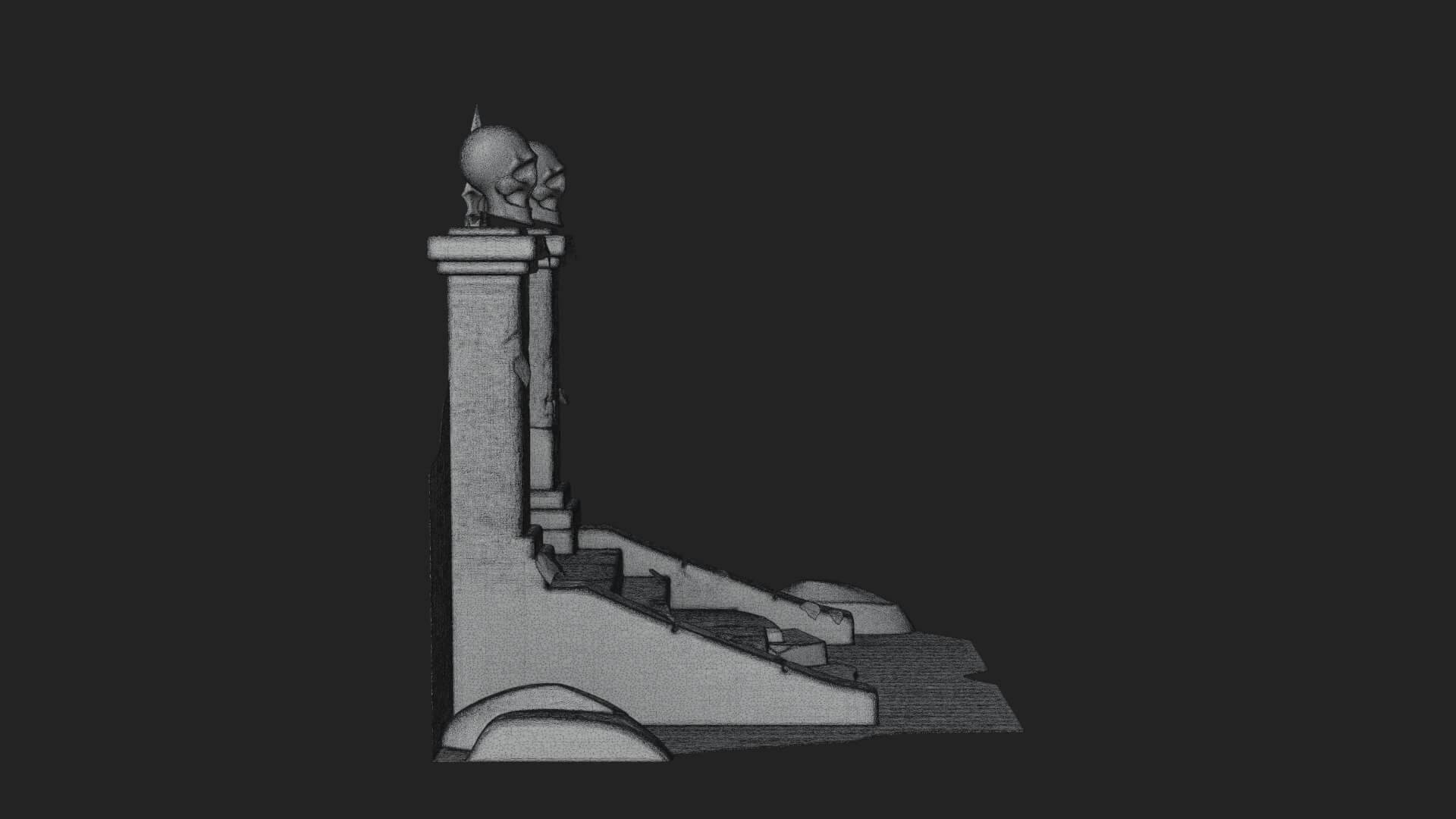 Skull-Topped Graveyard Gate Design 3 3D Print Model 3D Model