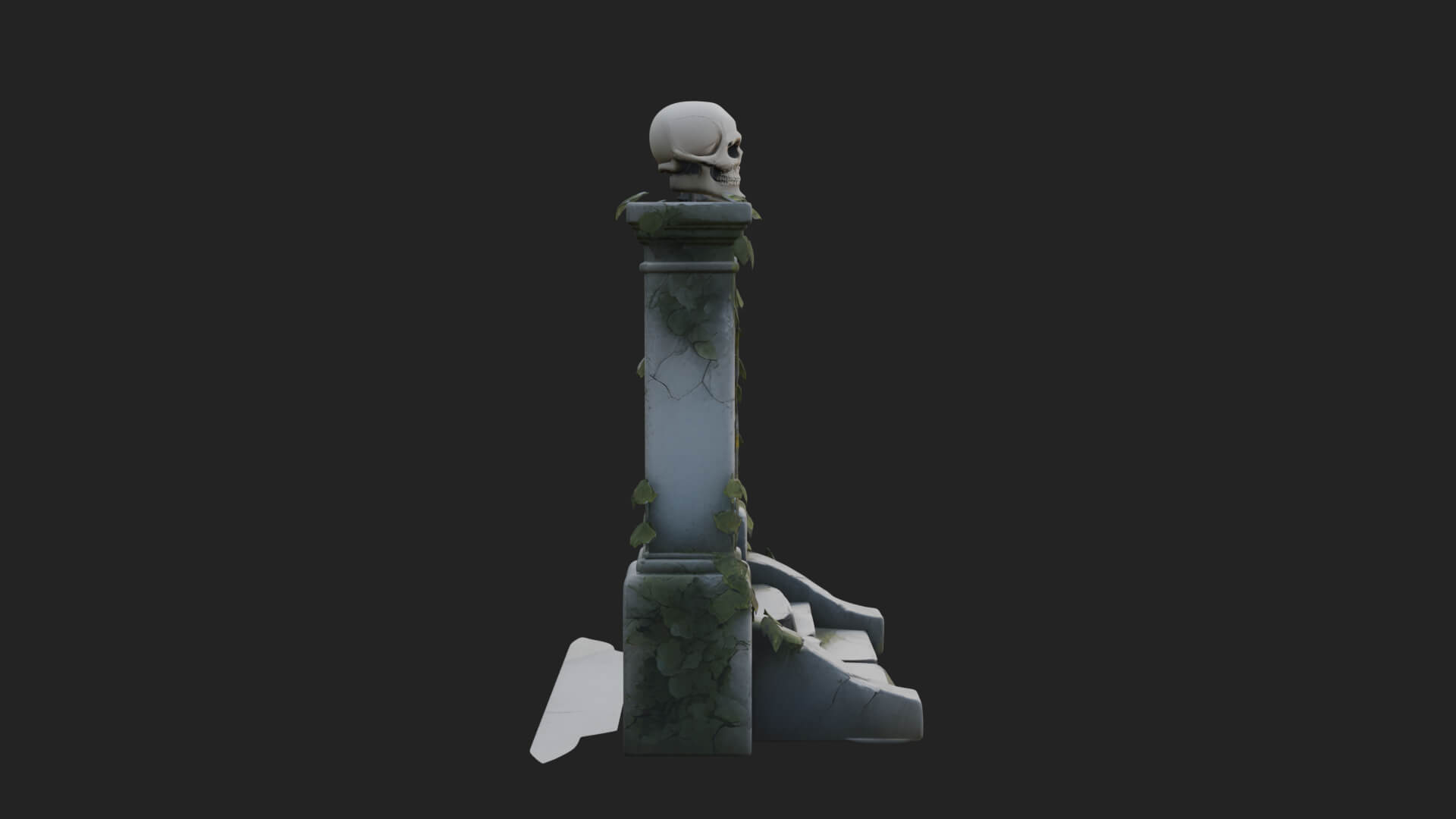 Skull-Topped Graveyard Gate Design 4 3D Print Model 3D Model