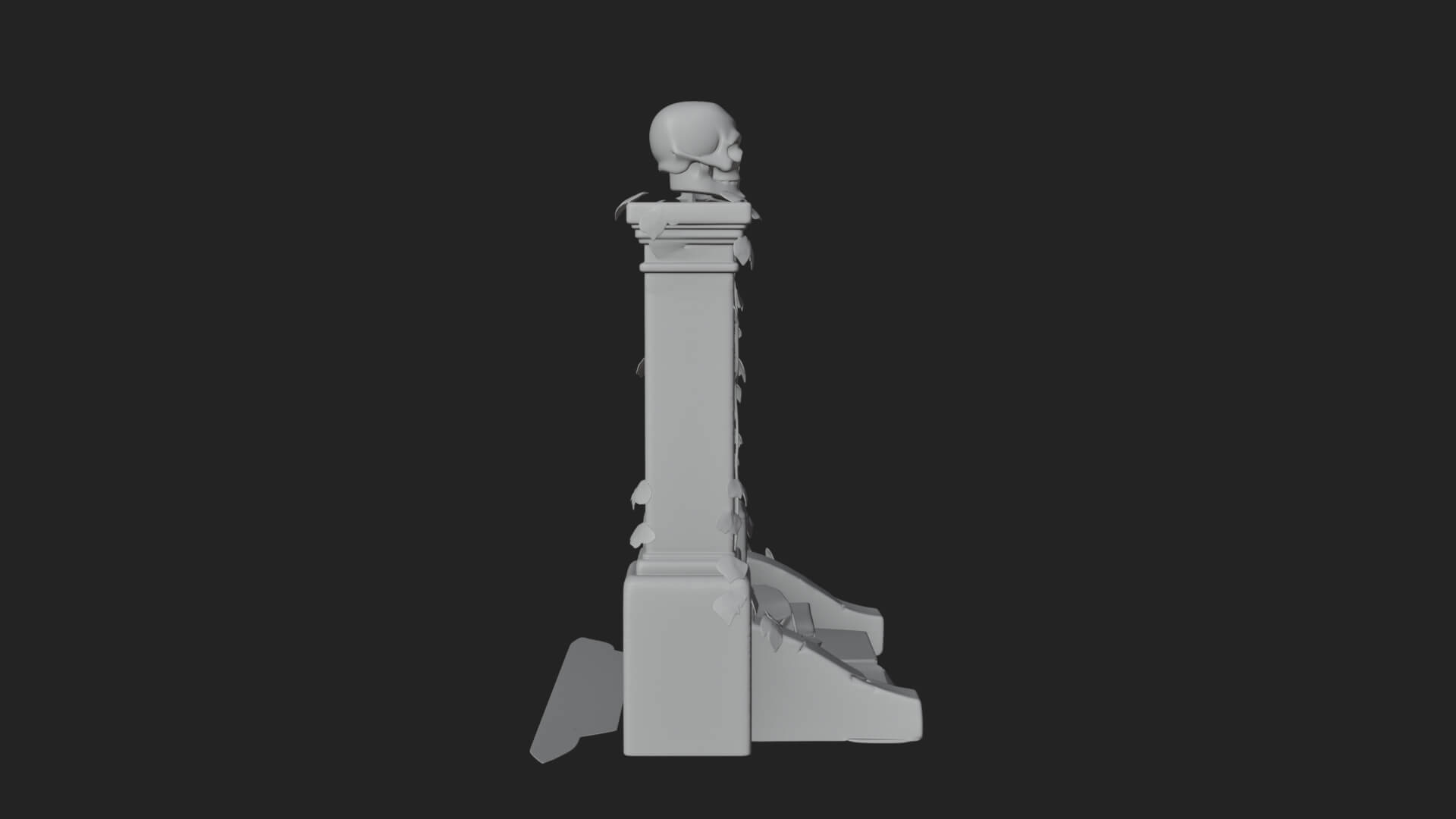 Skull-Topped Graveyard Gate Design 4 3D Print Model 3D Model