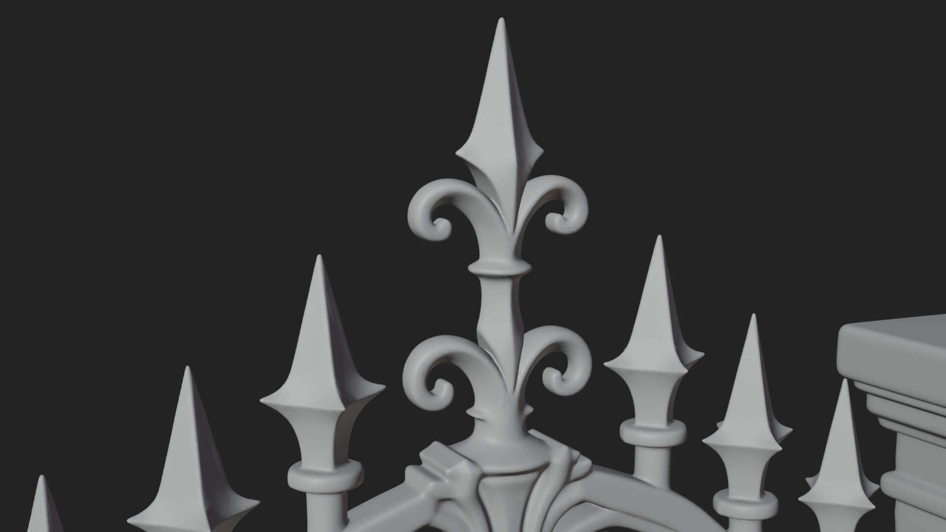 Skull-Topped Graveyard Gate Design 4 3D Print Model 3D Model