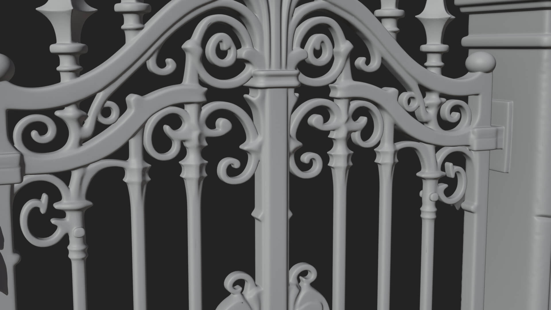 Skull-Topped Graveyard Gate Design 4 3D Print Model 3D Model