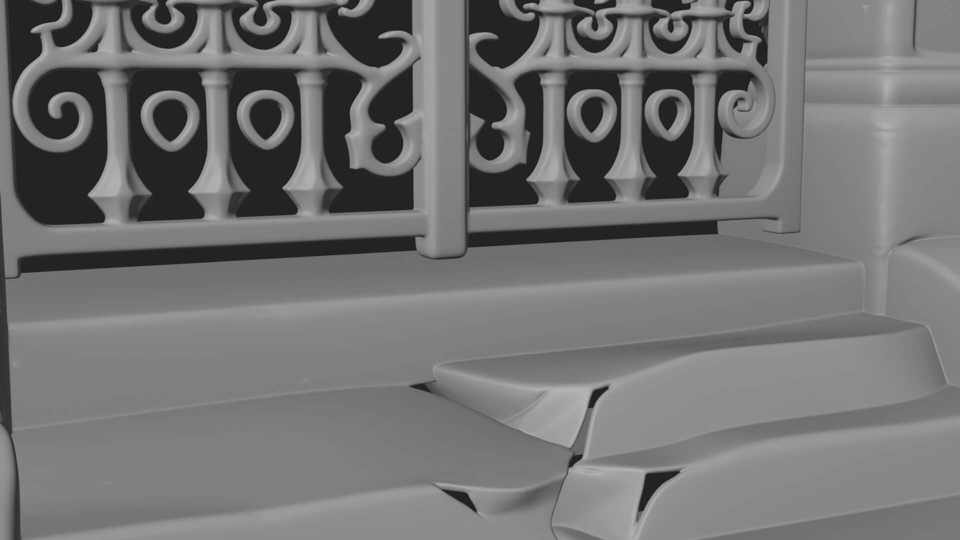 Skull-Topped Graveyard Gate Design 4 3D Print Model 3D Model
