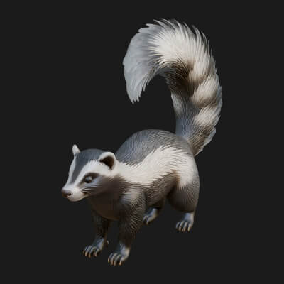 Skunk Statue Design 3 3D Print Model
