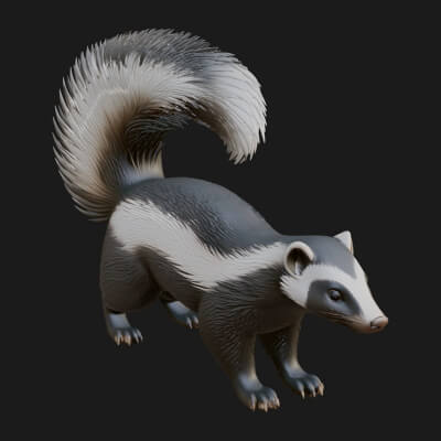 Skunk Statue Design 4 3D Print Model
