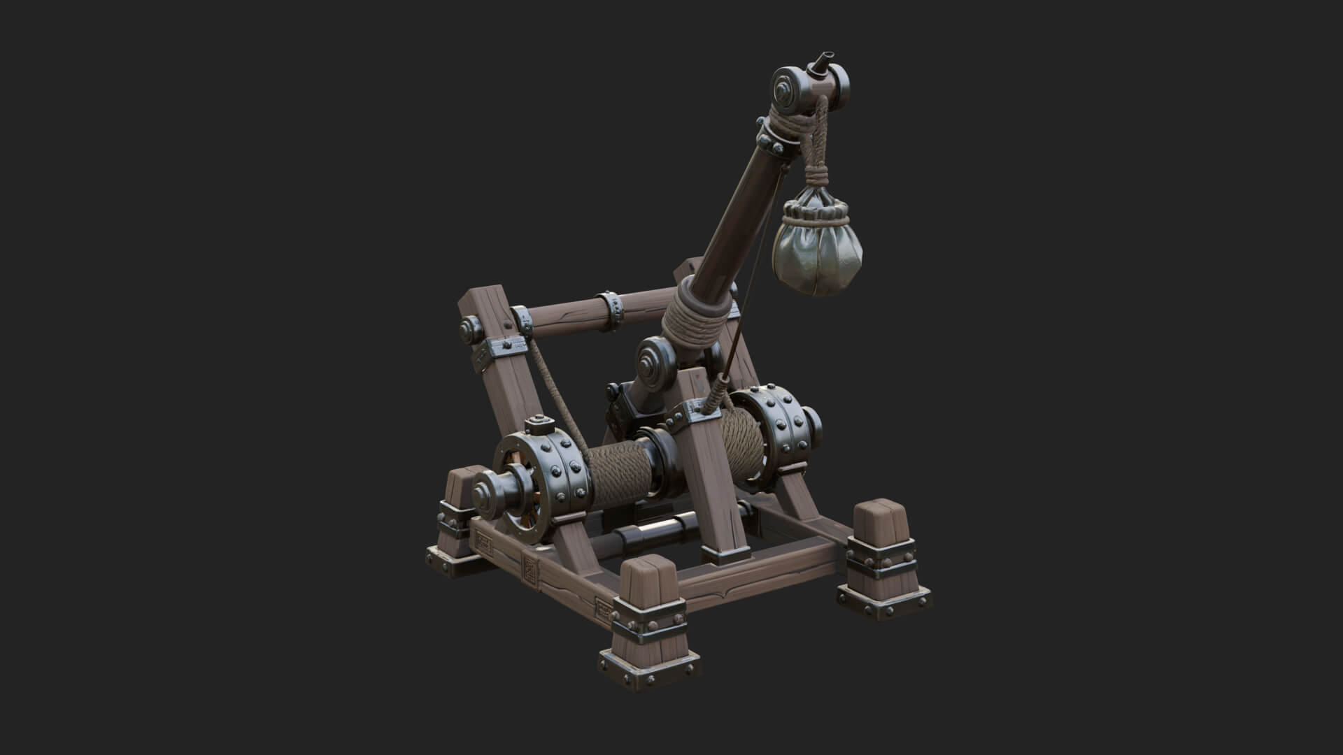 Sling Pouch Trebuchet Model Design 1 3D Print Model 3D Model