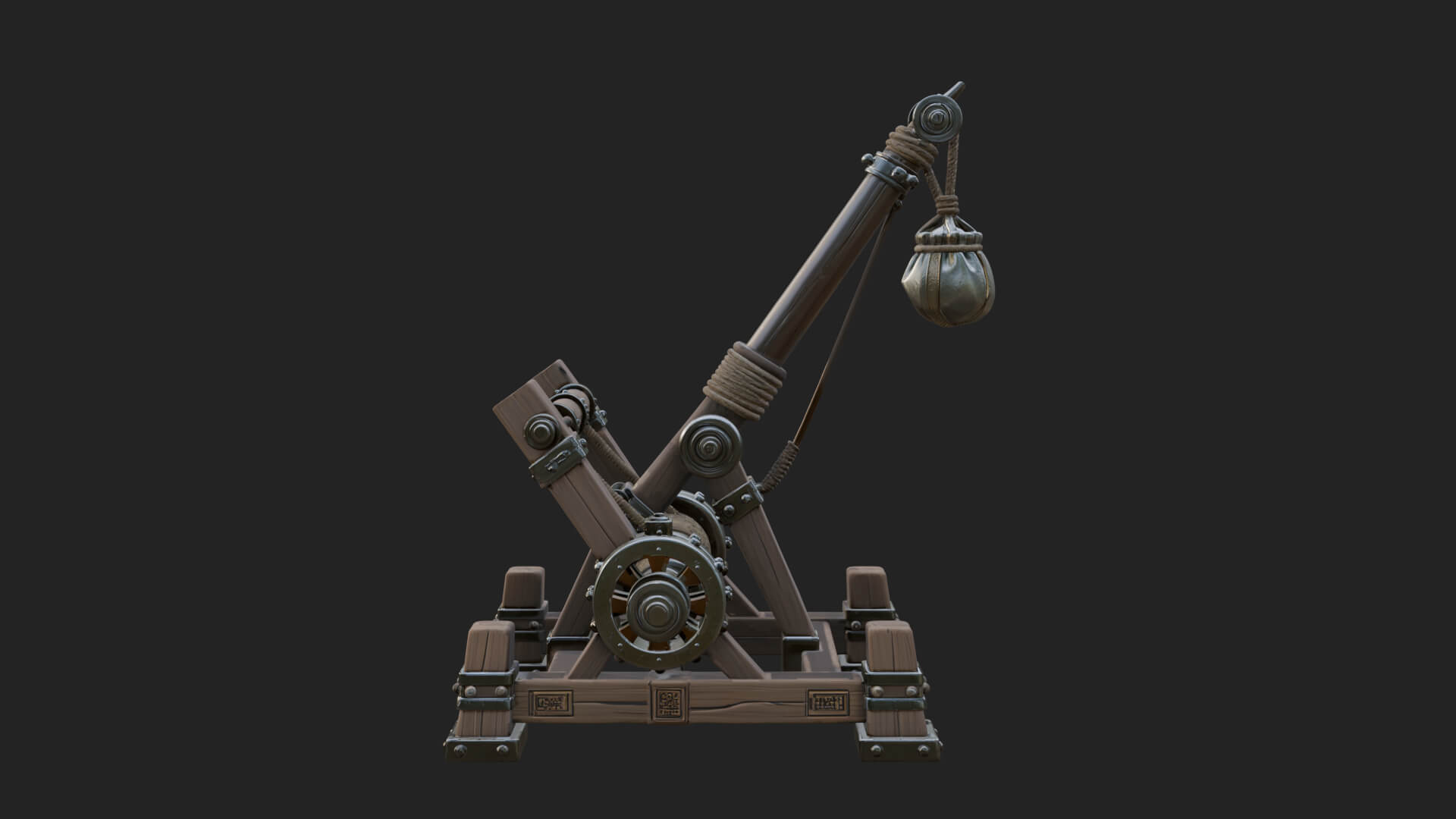 Sling Pouch Trebuchet Model Design 1 3D Print Model 3D Model