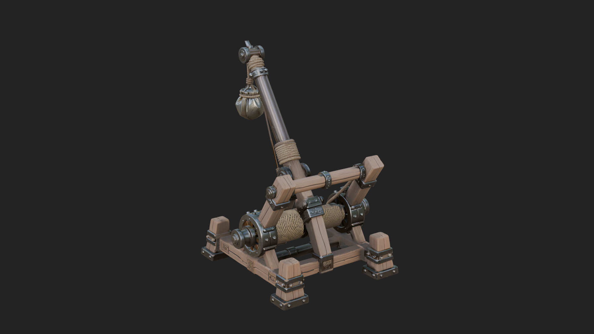 Sling Pouch Trebuchet Model Design 1 3D Print Model 3D Model
