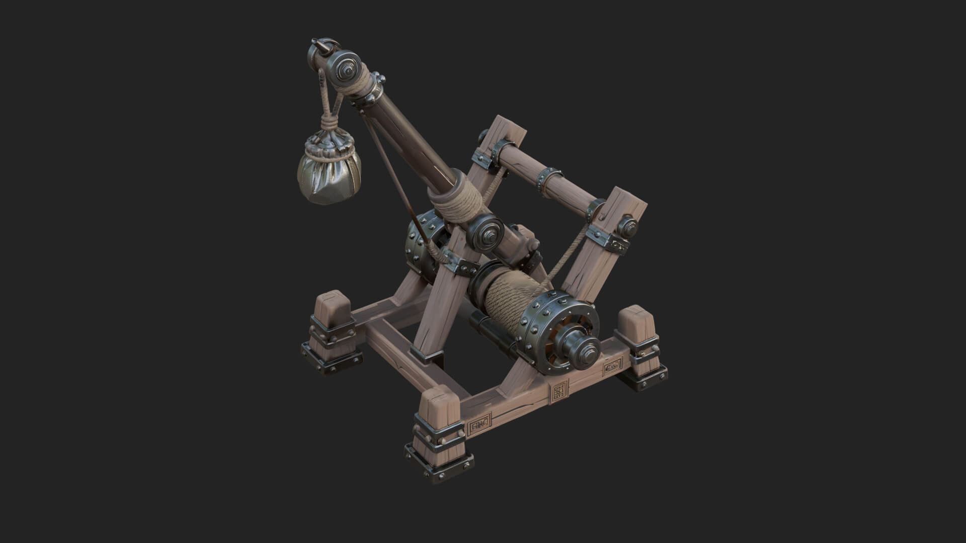 Sling Pouch Trebuchet Model Design 1 3D Print Model 3D Model