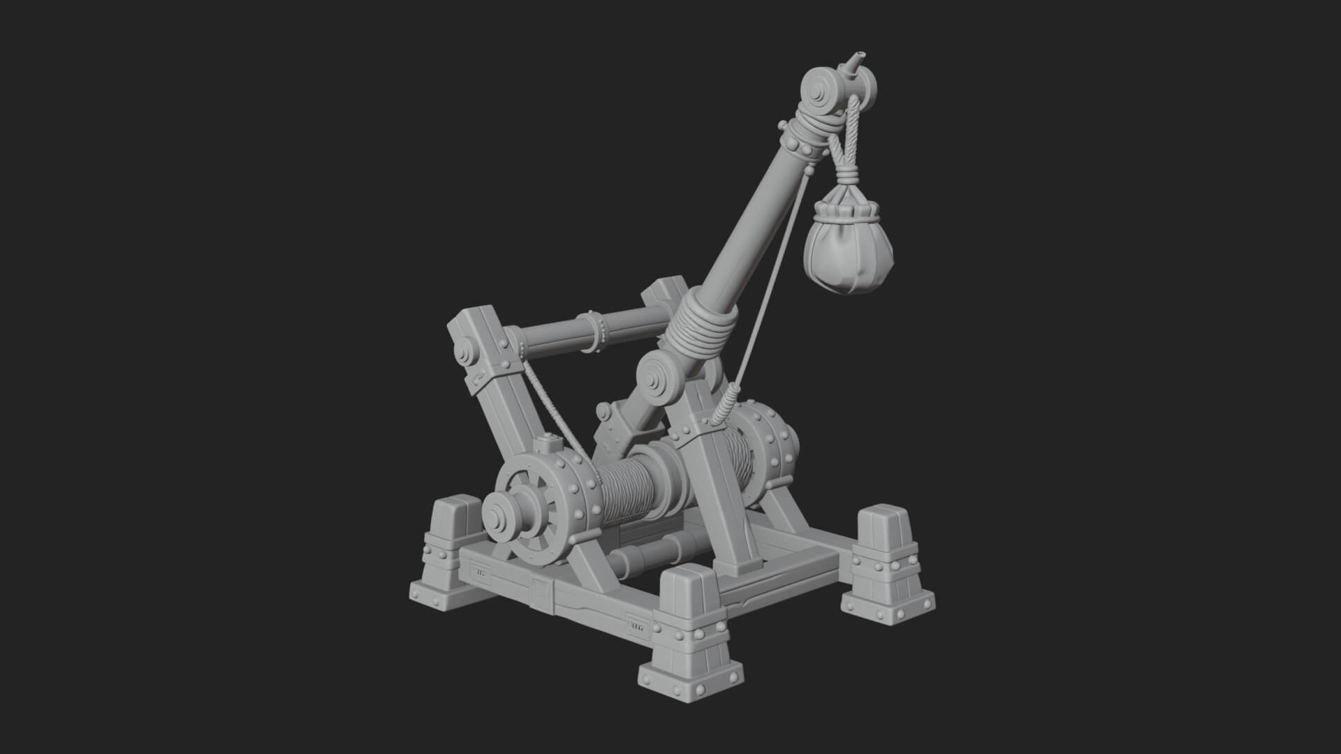 Sling Pouch Trebuchet Model Design 1 3D Print Model 3D Model