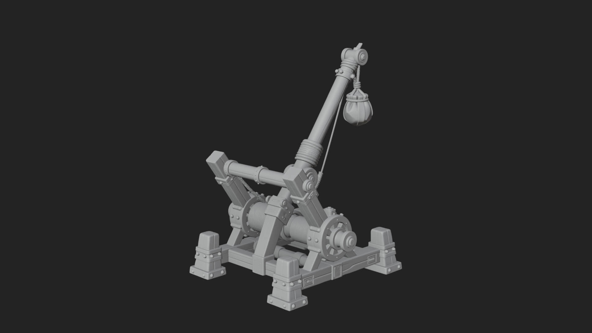 Sling Pouch Trebuchet Model Design 1 3D Print Model 3D Model