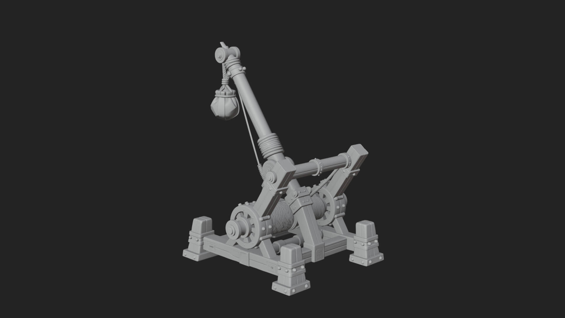 Sling Pouch Trebuchet Model Design 1 3D Print Model 3D Model