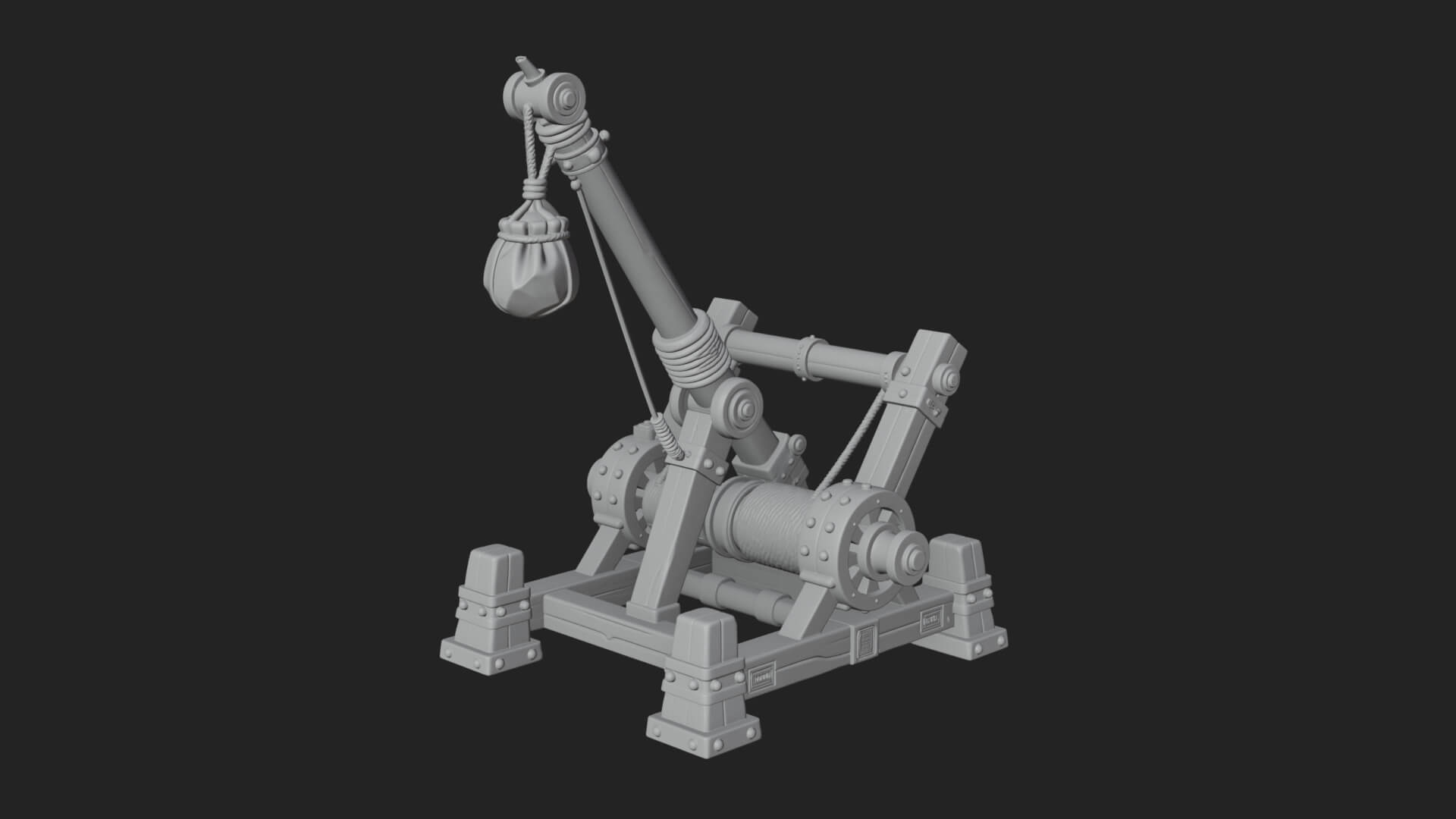 Sling Pouch Trebuchet Model Design 1 3D Print Model 3D Model