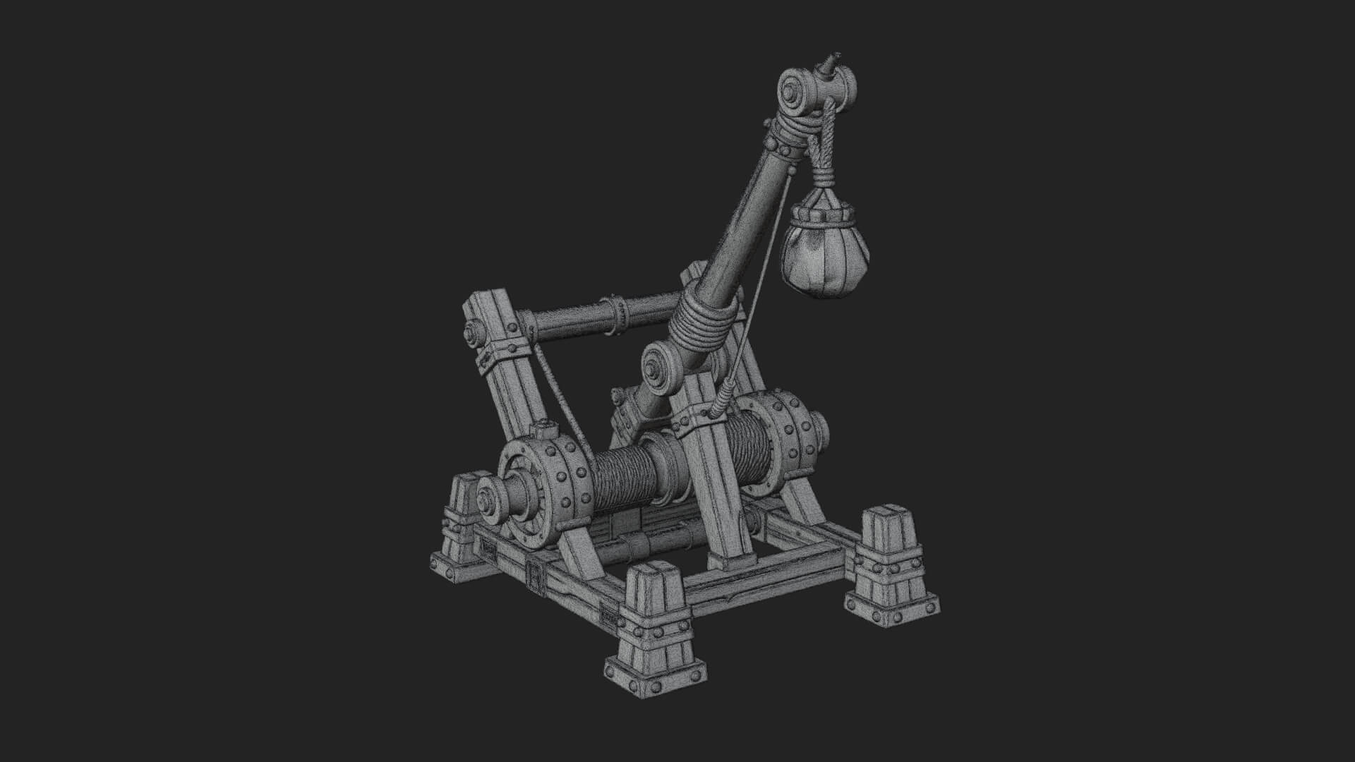 Sling Pouch Trebuchet Model Design 1 3D Print Model 3D Model