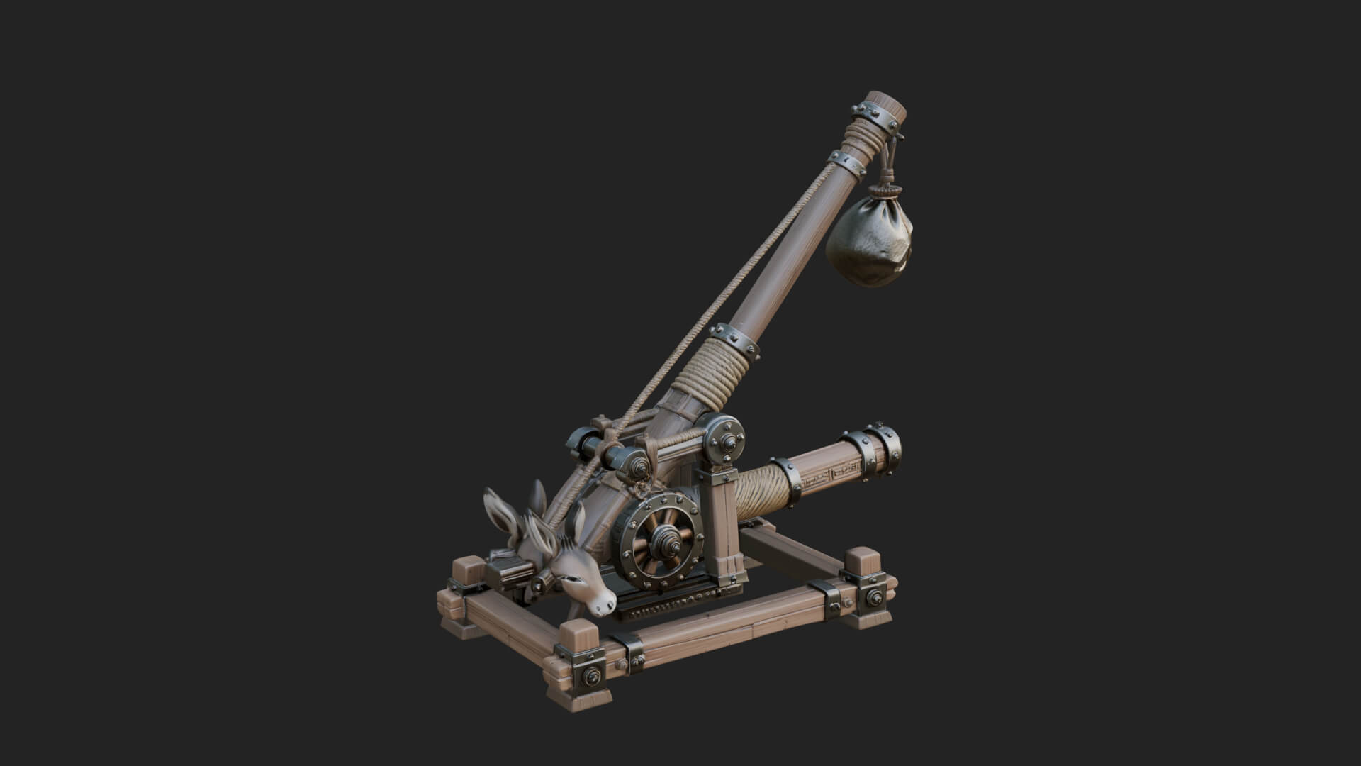 Sling Pouch Trebuchet Model Design 2 3D Print Model 3D Model